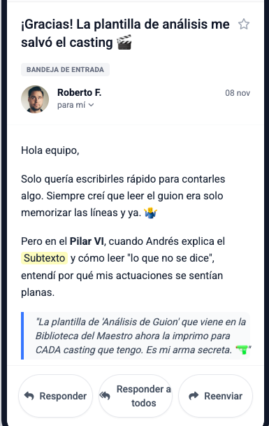 Captura del mensaje de Roberto F.